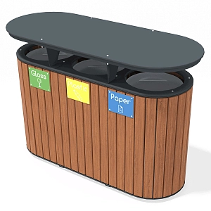 Sorting trash bin Elit 3x70 l with lid LP213.1